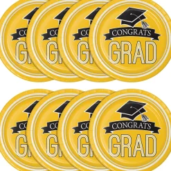 Party Central Club Pack Of 180 Yellow And Black School Spirit Disposable Luncheon Plates 7"