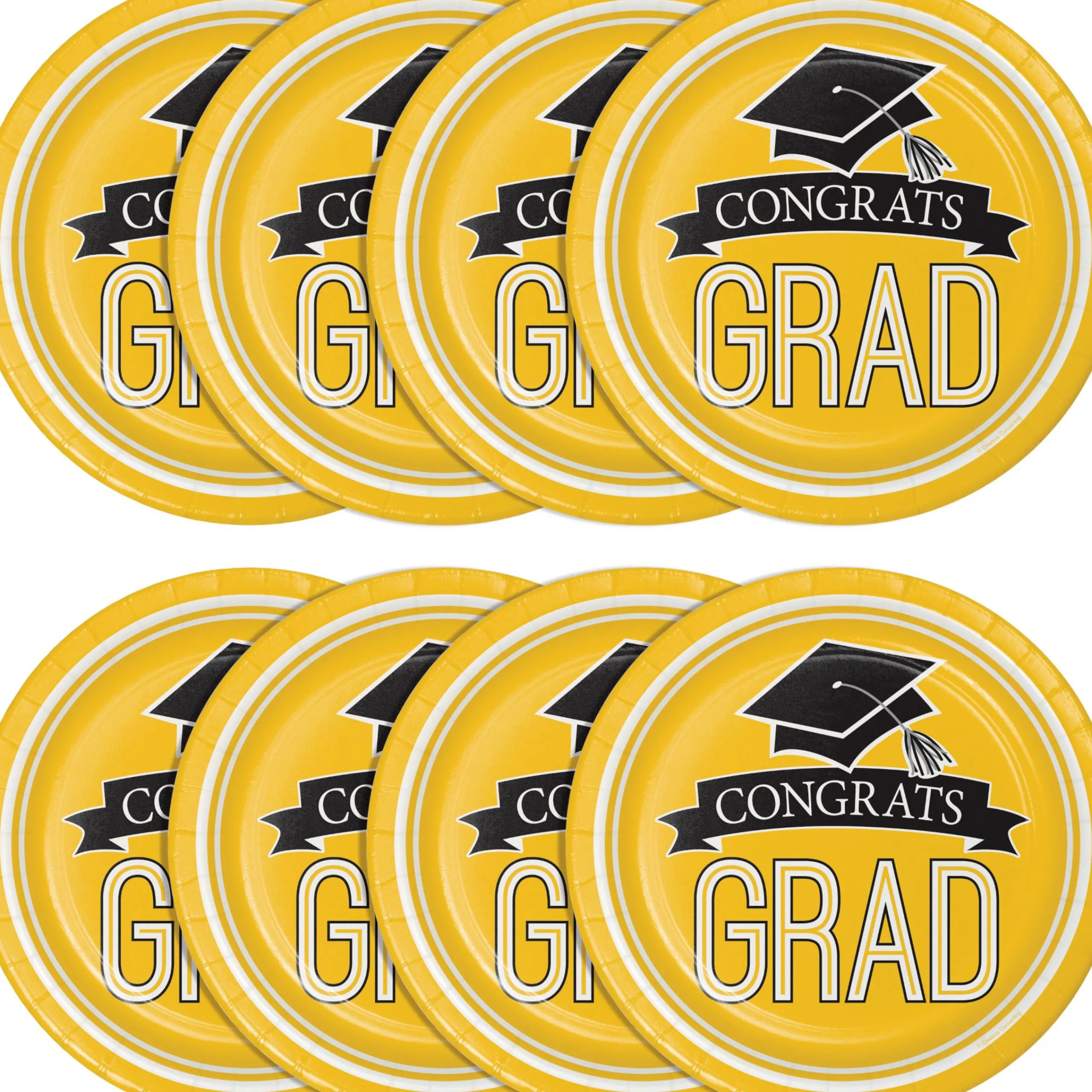 Party Central Club Pack Of 180 Yellow And Black School Spirit Disposable Luncheon Plates 7"