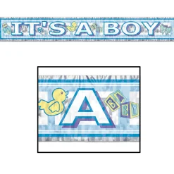 Party Central Club Pack Of 12 Yellow And Blue Boy Baby Shower Fringe Banner Hanging Decor 60"