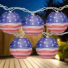 Northlight 10-Count American Flag 4Th Of July Paper Lantern Lights, 8.5Ft White Wire