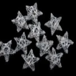PENN 10-Count Battery Operated Warm Clear Sparkling Glittered Star Christmas Light Set, 6.6Ft Silver Wire