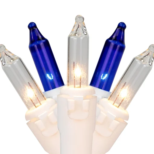 Northlight 35-Count Blue And Clear Mini Christmas Light Set, 7Ft White Wire