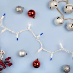 Northlight 35-Count Blue And Clear Mini Christmas Light Set, 7Ft White Wire