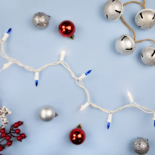 Northlight 35-Count Blue And Clear Mini Christmas Light Set, 7Ft White Wire