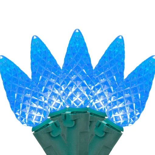 Northlight 70-Count Blue Faceted Led C6 Christmas Light Set - 23Ft Green Wire