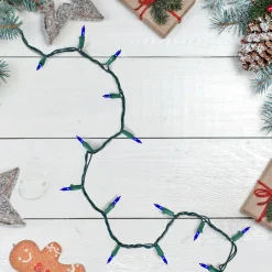 GKI/Bethlehem Lighting 100-Count Blue Mini Christmas Light Set, 45.5Ft Green Wire