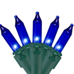Northlight 100-Count Blue Mini Christmas String Light Set, 20.25Ft Green Wire