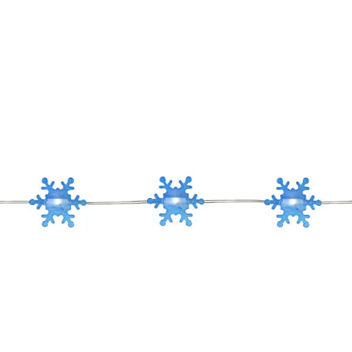 Northlight 20-Count Blue Snowflake Led Christmas Fairy Lights, 6Ft Copper Wire