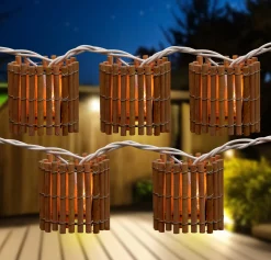 Northlight 10-Count Brown Tropical Bamboo Outdoor Patio String Light Set, 7.25Ft White Wire
