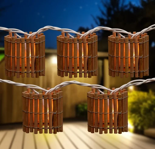 Northlight 10-Count Brown Tropical Bamboo Outdoor Patio String Light Set, 7.25Ft White Wire