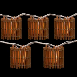 Northlight 10-Count Brown Tropical Bamboo Outdoor Patio String Light Set, 7.25Ft White Wire