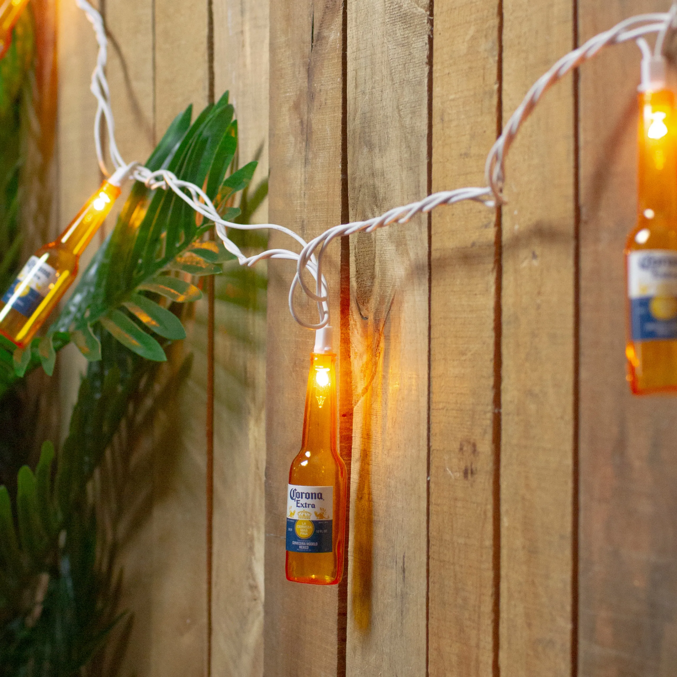 Northlight 10-Count Clear Corona Extra Beer Bottle Patio Light Set, 9Ft White Wire