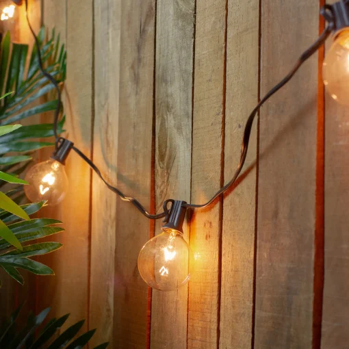 Northlight 20-Count Clear G50 Globe Patio Lights, 19Ft Black Wire