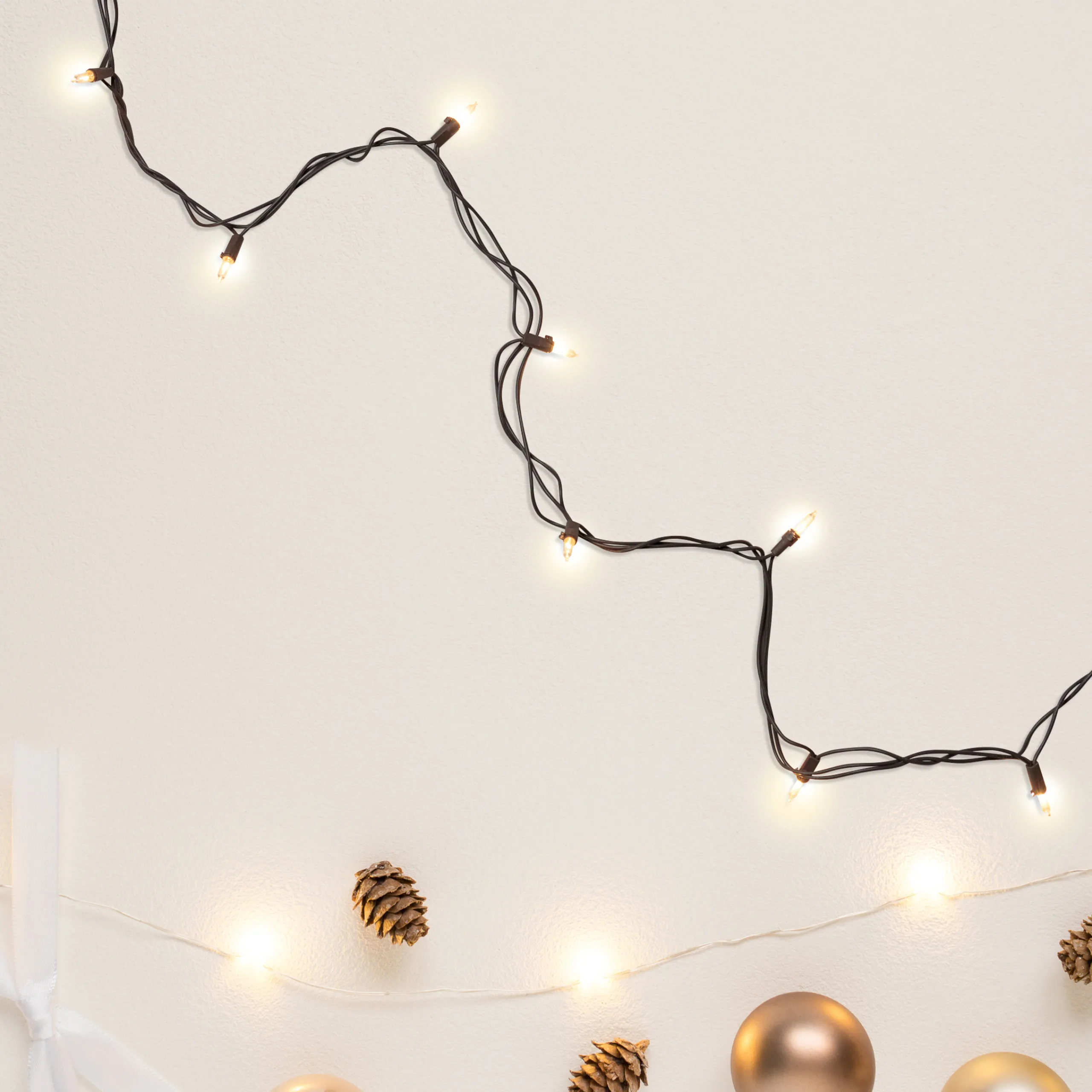 Northlight 300-Count Clear Mini Christmas Lights Set, 62.25Ft Brown Wire