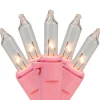 Northlight 100-Count Clear Mini Christmas Light Set, 20Ft Pink Wire
