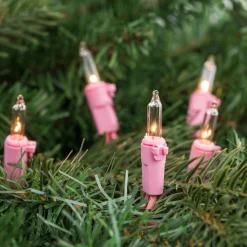 Northlight 100-Count Clear Mini Christmas Light Set, 20Ft Pink Wire