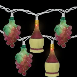 Northlight 10-Count Grape And Wine Bottle Novelty String Christmas Light Set, 7.5Ft White Wire