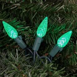 Northlight 70-Count Green Faceted C6 Led Christmas Light Set - 23Ft Green Wire