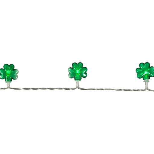 Northlight 20-Count Green Led Mini St Patrick's Day Shamrock Lights - 7Ft Clear Wire