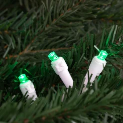 Northlight 50-Count Green Led Wide Angle Christmas Lights, 16.25 Ft White Wire