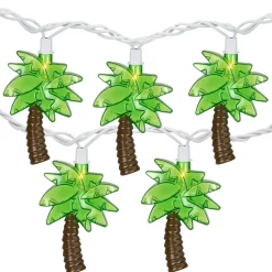 Northlight 10-Count Green Tropical Palm Tree Outdoor Patio String Light Set, 7.25Ft White Wire