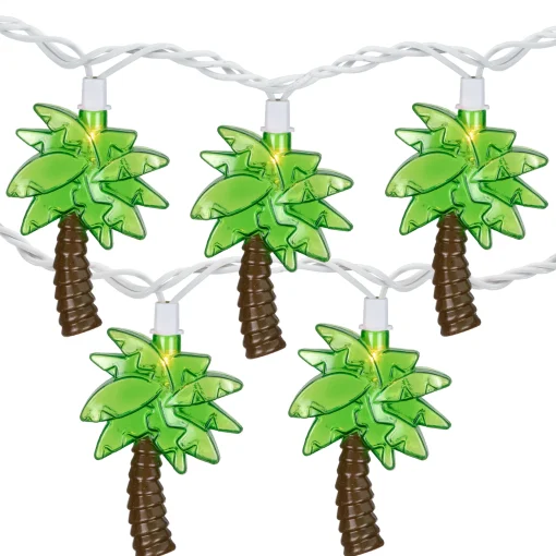 Northlight 10-Count Green Tropical Palm Tree Outdoor Patio String Light Set, 7.25Ft White Wire