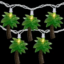 Northlight 10-Count Green Tropical Palm Tree Outdoor Patio String Light Set, 7.25Ft White Wire