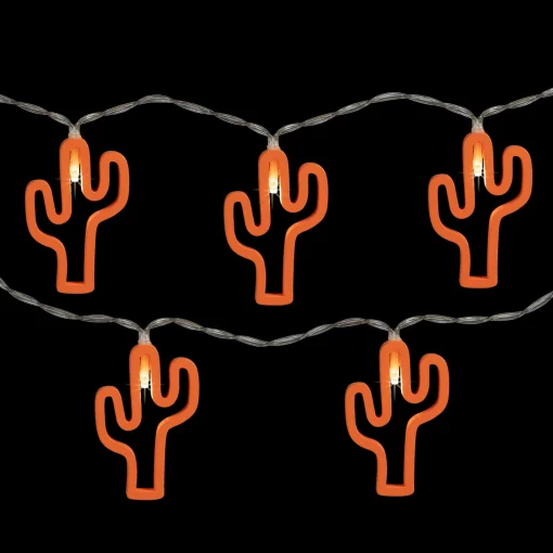 Northlight 10-Count Led Orange Cactus Fairy Lights - Warm White
