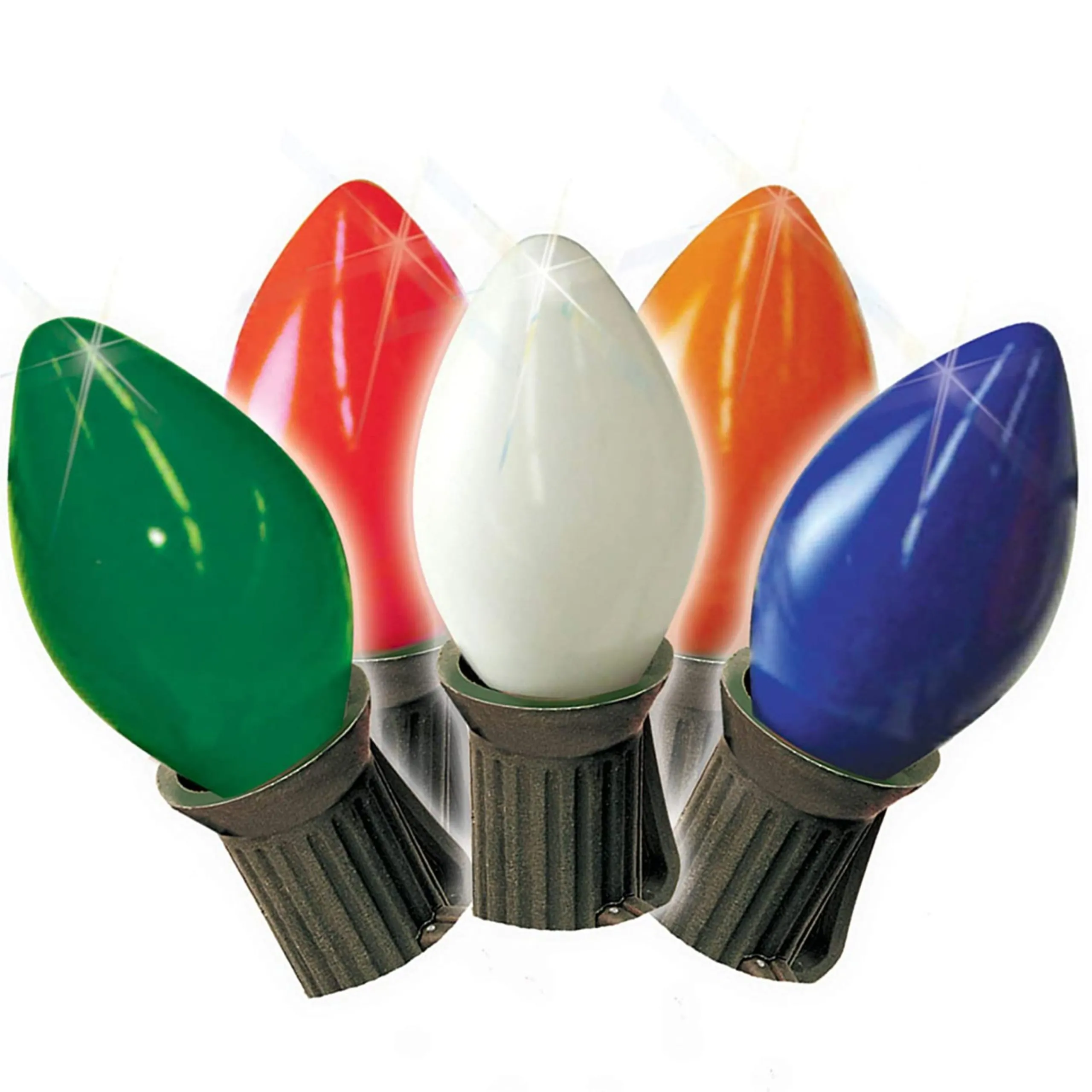 Merry and Light 25-Count Multi-Color C7 Old Fashioned Christmas Lights, 25Ft Black Wire