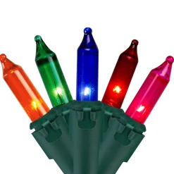 Northlight 50-Count Multi-Color Mini Christmas Light Set, 10Ft Green Wire