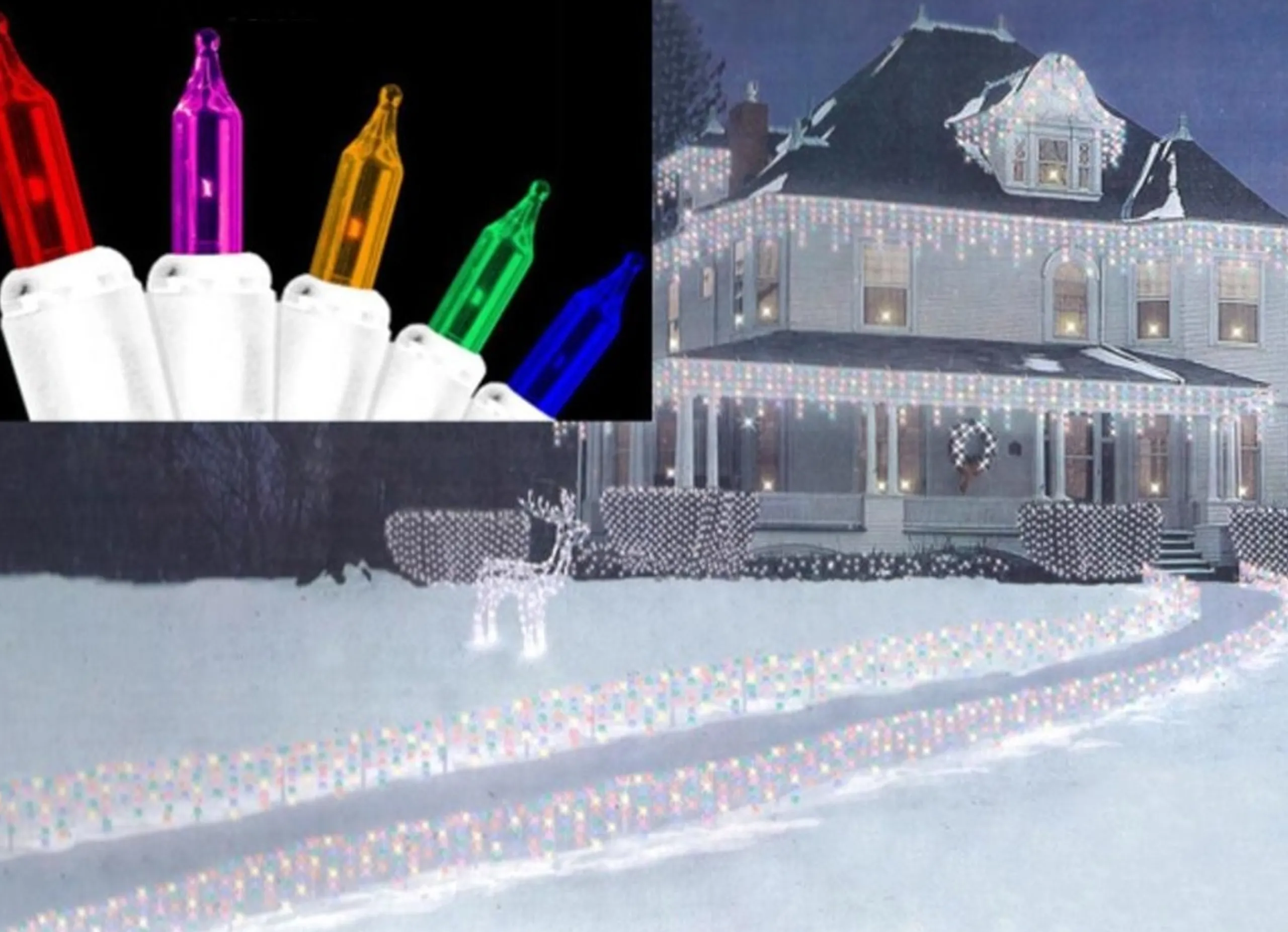 Merry and Light 300-Count Multi-Color Mini Icicle Christmas Light Set - 8.2Ft White Wire