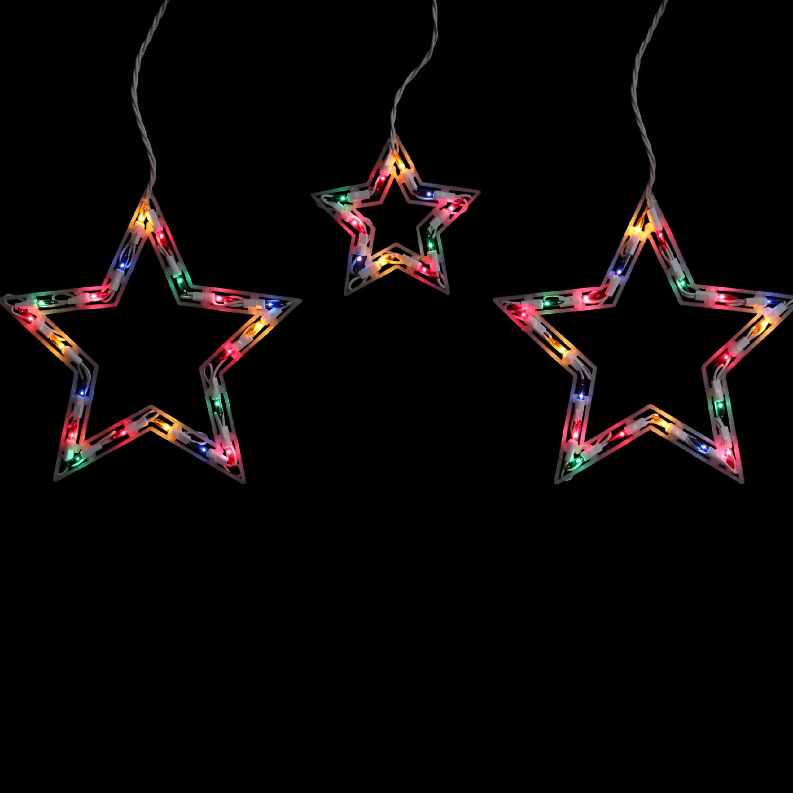 Northlight 100-Count Multi-Color Star Shaped Mini Icicle Christmas Lights, 7Ft White Wire