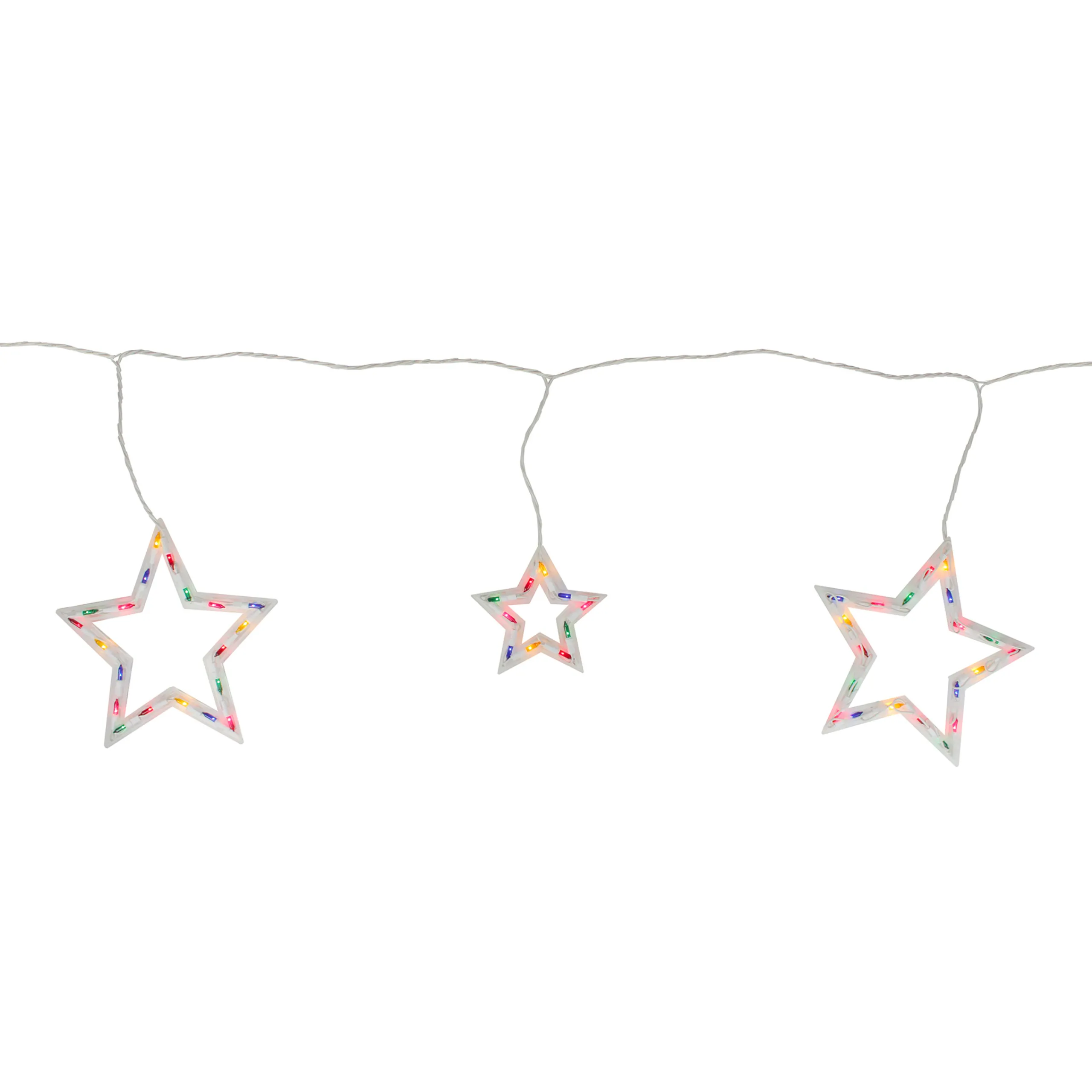 Northlight 100-Count Multi-Color Star Shaped Mini Icicle Christmas Lights, 7Ft White Wire