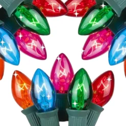 Hofert 25-Count Multi-Color Transparent Twinkling C7 Christmas Lights - Green Wire