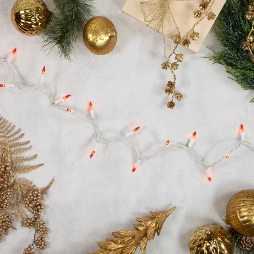Northlight 100-Count Orange Mini Christmas Lights Set, 20.25Ft White Wire