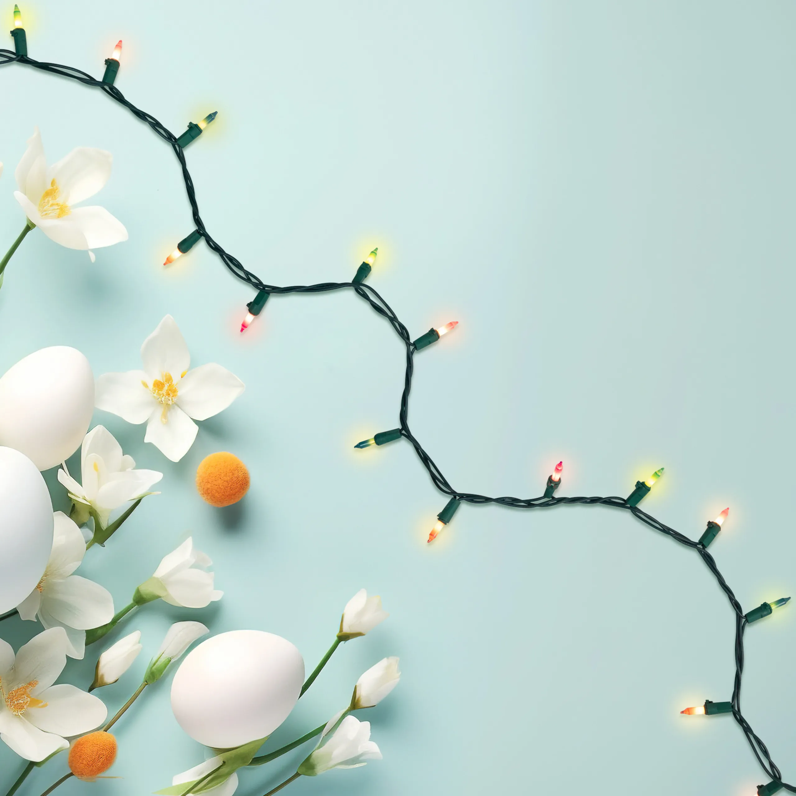 Northlight 100-Count Pastel Multi-Color Mini Easter Light Set, 20Ft Green Wire