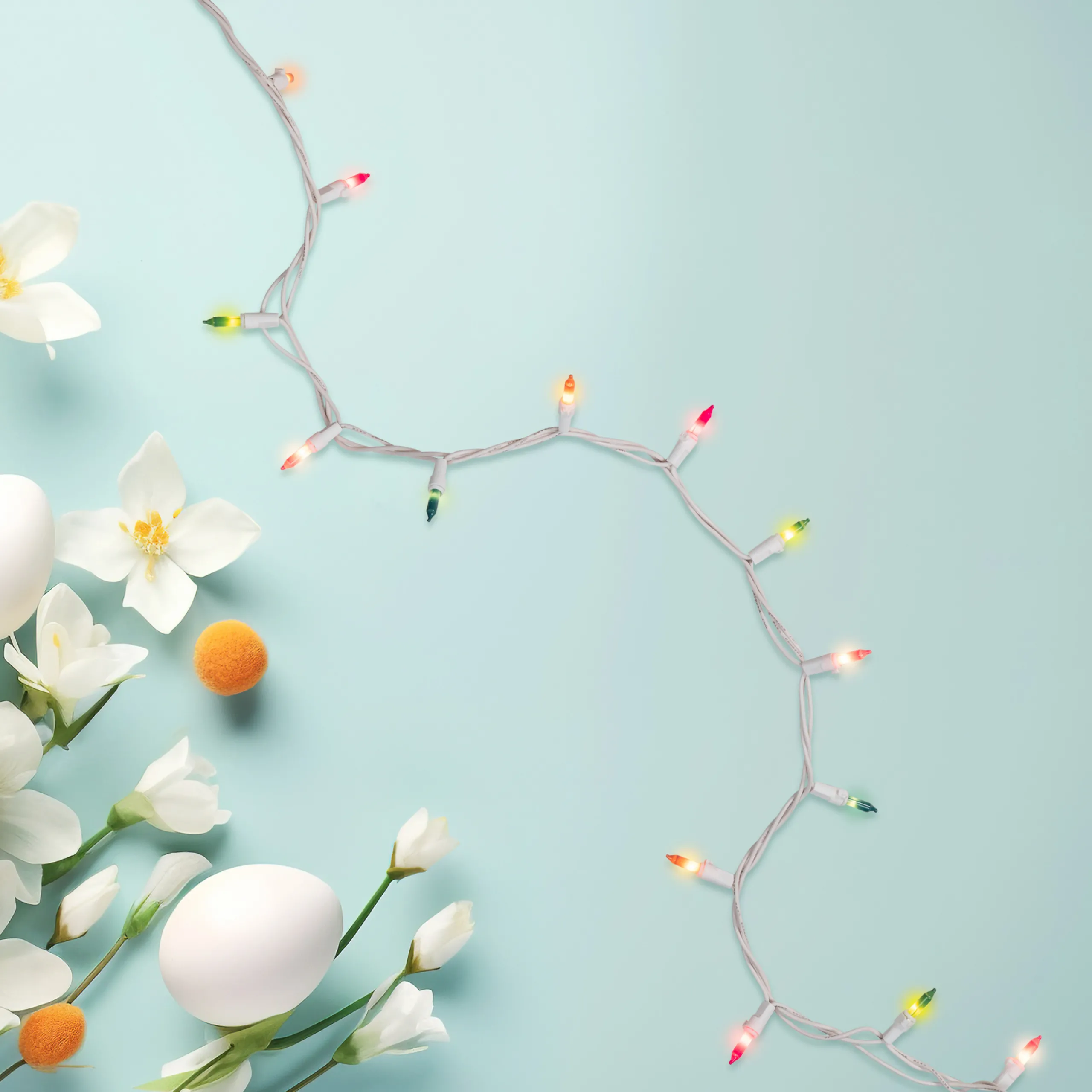 Northlight 100-Count Pastel Multi-Color Mini Easter Light Set, 20Ft White Wire