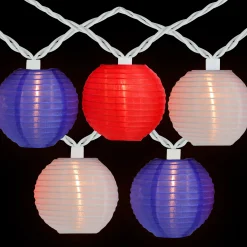 Northlight 10-Count Patriotic Chinese Lantern 4Th Of July String Lights, 7.5Ft White Wire