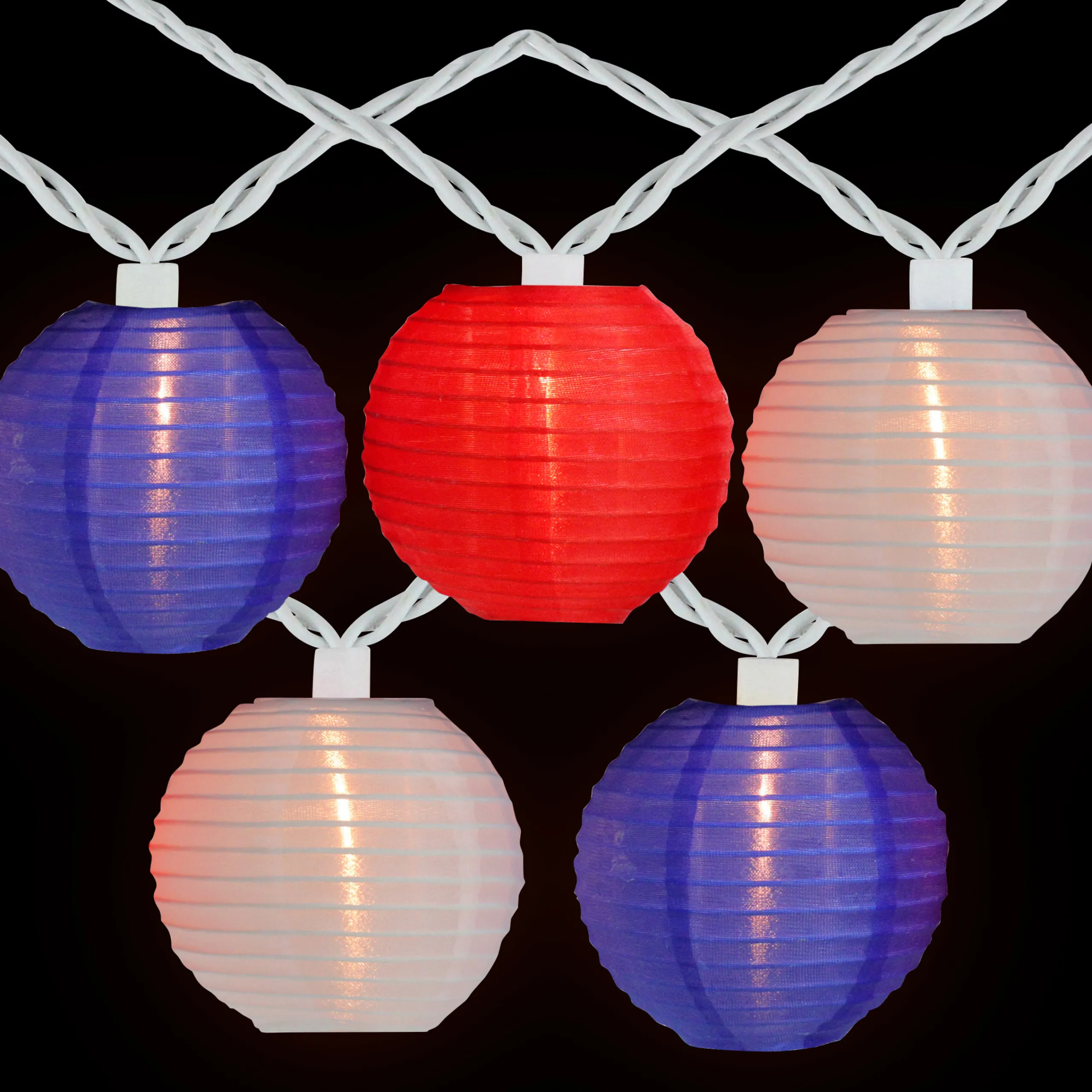 Northlight 10-Count Patriotic Chinese Lantern 4Th Of July String Lights, 7.5Ft White Wire
