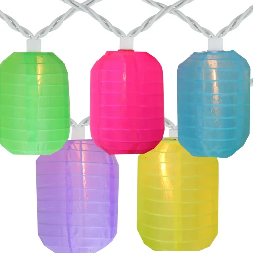 Sienna 10-Count Pink And Green Mini Christmas Light Set, 7.5 Ft White Wire