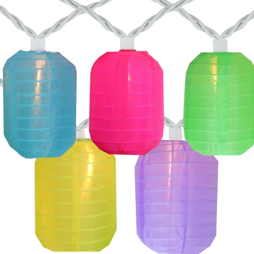 Sienna 10-Count Pink And Green Mini Christmas Light Set, 7.5 Ft White Wire