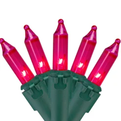 Northlight 50-Count Pink Mini Christmas Light Set, 10Ft Green Wire