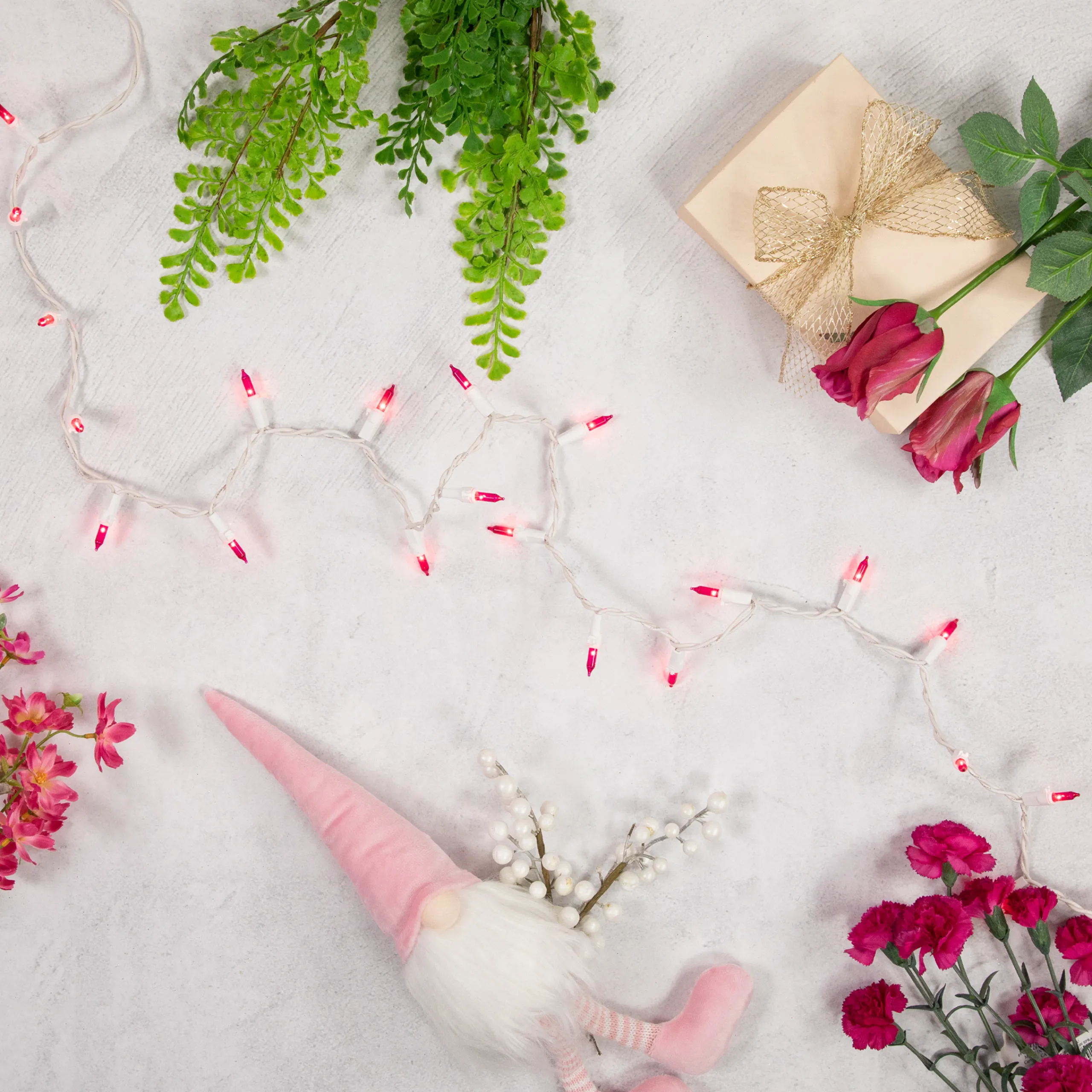 Northlight 35-Count Pink Mini Christmas Light Set, 7Ft White Wire