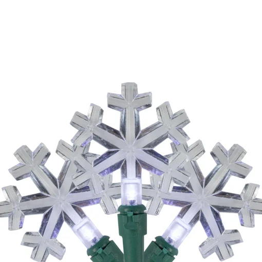 Northlight 20-Count Pure White Led Snowflake Christmas Light Set, 4.5Ft Green Wire