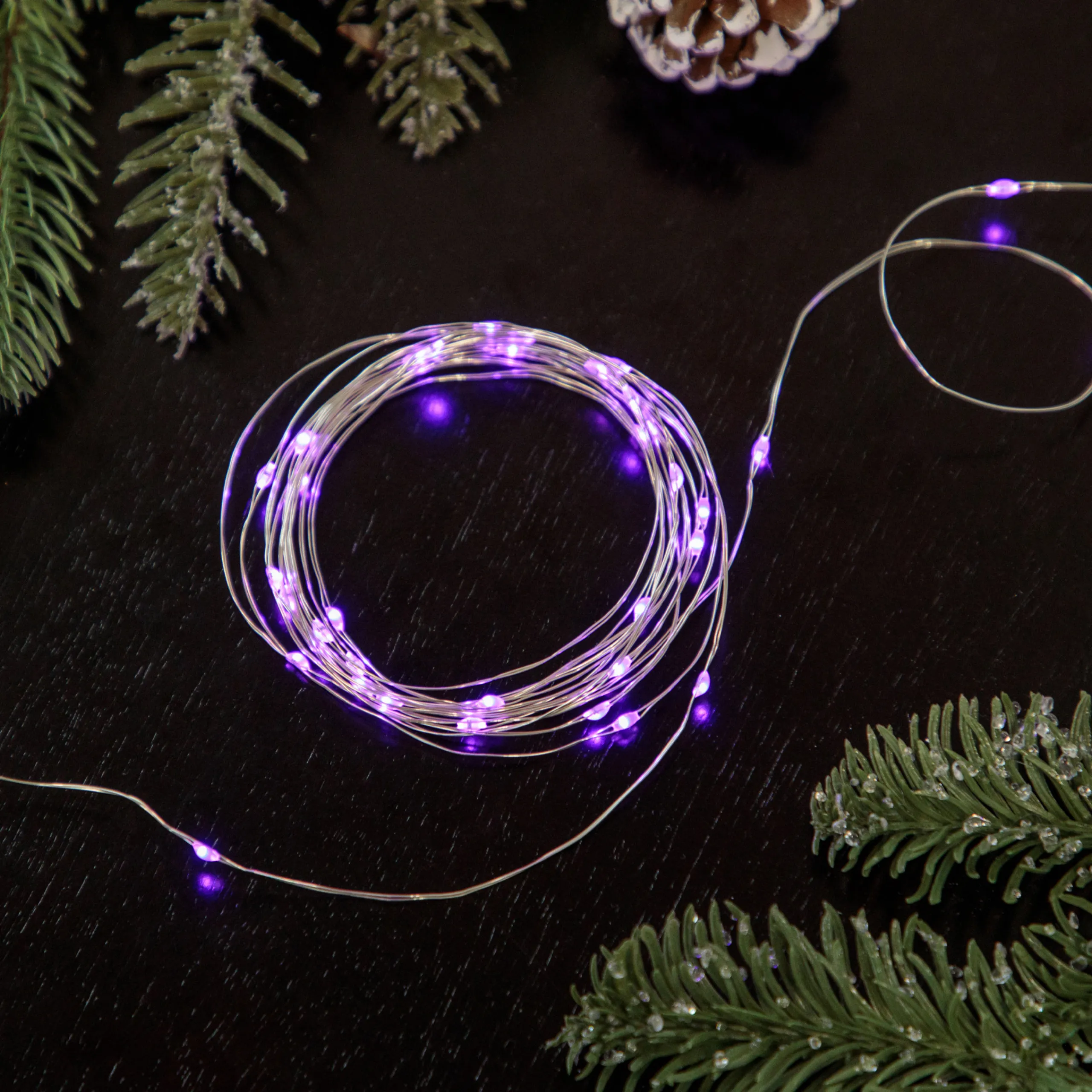 Northlight 50-Count Purple Led Micro Fairy Christmas Lights - 16Ft, Copper Wire