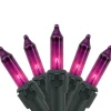 Northlight 50-Count Purple Mini Christmas Light Set, 10Ft Black Wire