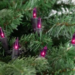 Northlight 35-Count Purple Mini Christmas Lights, 7Ft Black Wire