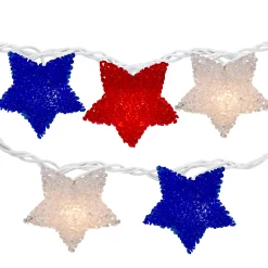 Northlight 10-Count Red And Blue Fourth Of July Star String Light Set, 5.25' White Wire