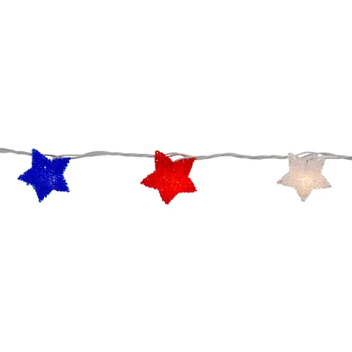 Northlight 10-Count Red And Blue Fourth Of July Star String Light Set, 5.25' White Wire