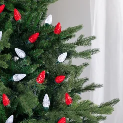 Northlight 100-Count Red And Pure White Faceted Led C9 Christmas Lights, 66Ft Green Wire